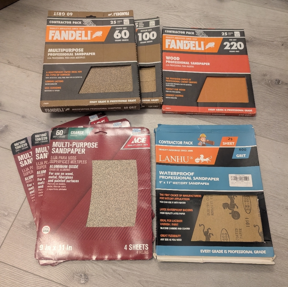 Assorted Sandpaper, 60 - 600 Grit